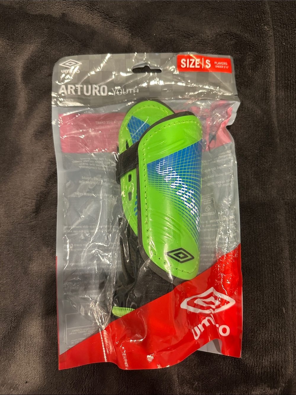 Umbro Youth Shin Guards - Neon Green and Blue